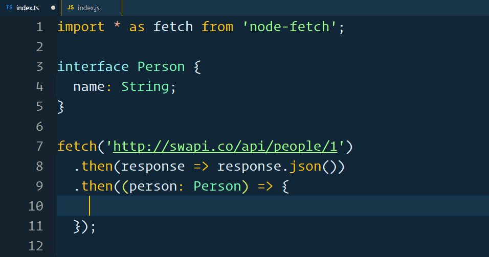 VS Code é capaz de reconher o tipo de `person`