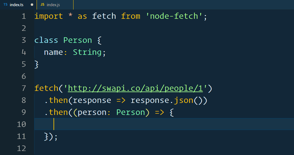 VS Code é capaz de reconher o tipo de `person`
